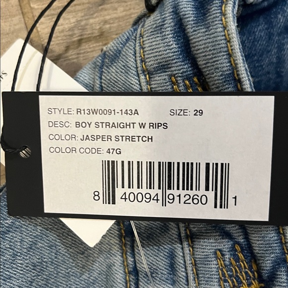 NWT R13 Boy Straight with Rips - Picture 12 of 14